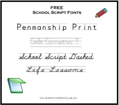 Font script scolastici gratuiti tramite www.parentclub.ca