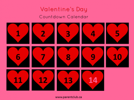 Calendario per il conto alla rovescia di San Valentino