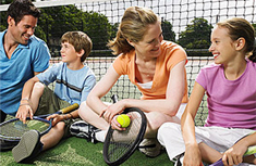 famiy resting during tennis